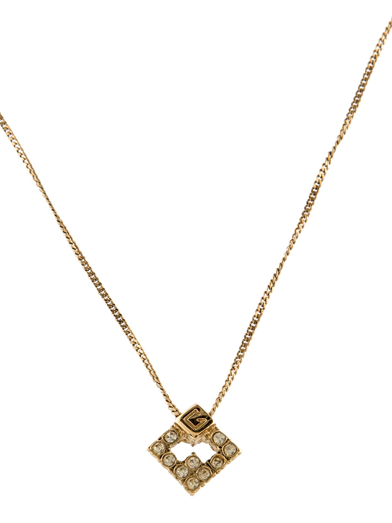 Givenchy Vintage Crystal G Pendant Necklace