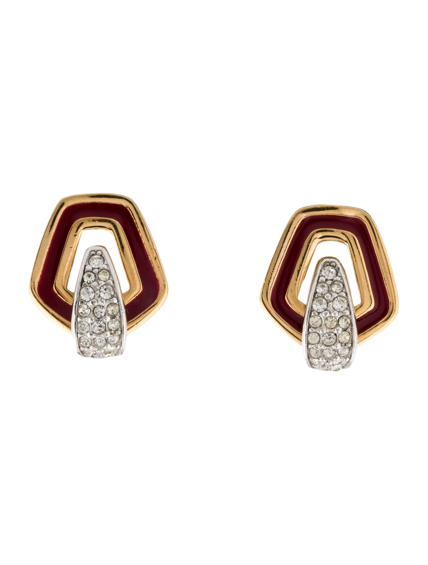 Givenchy Vintage Crystal & Enamel Clip-On Earrings