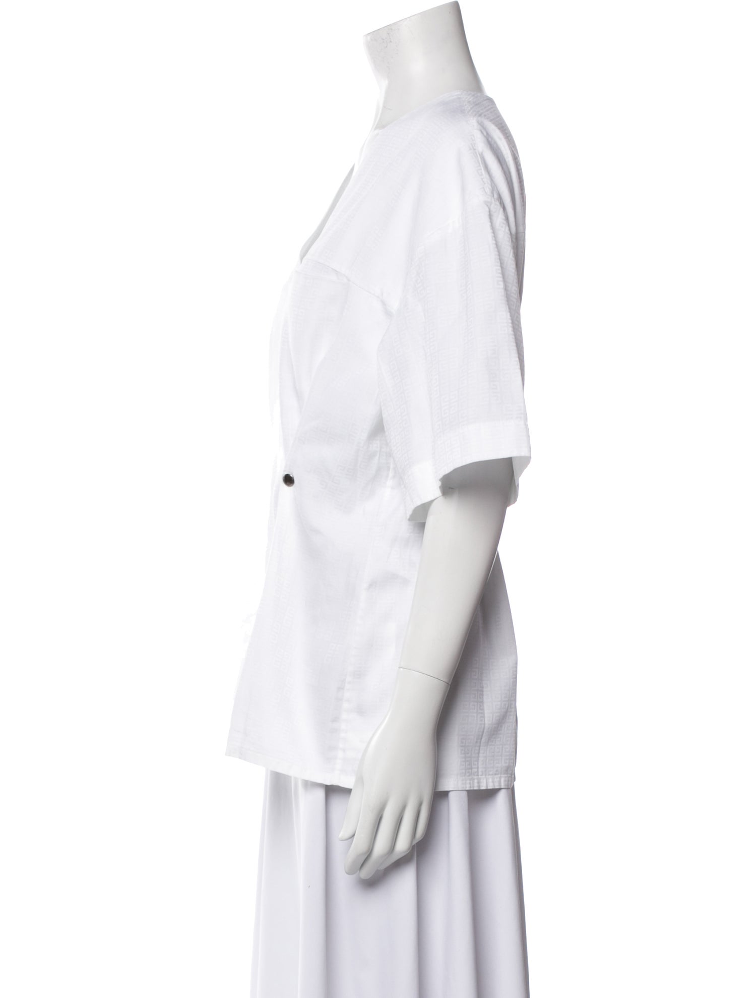 Givenchy V-Neck Three-Quarter Sleeve Button-Up Top