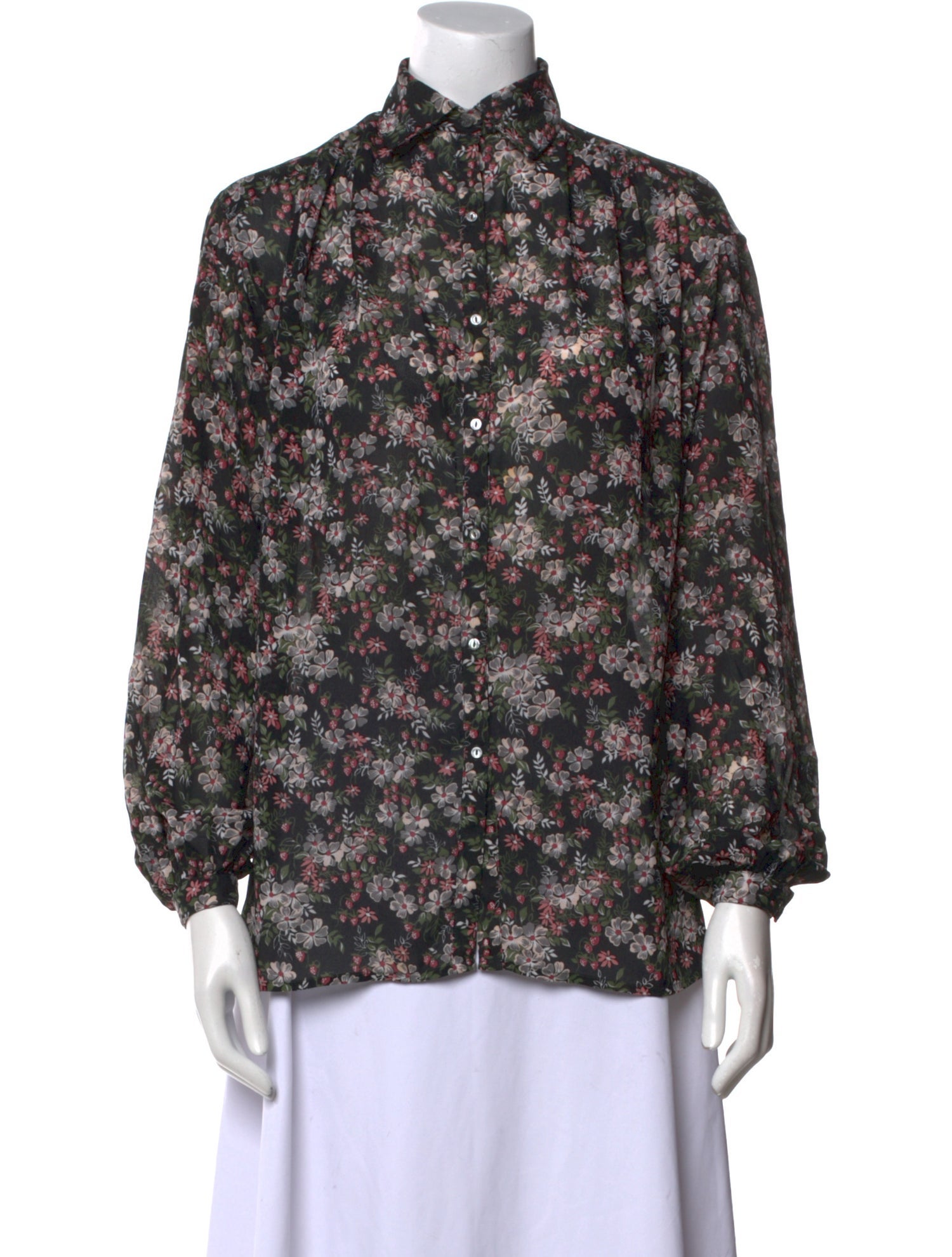 Givenchy Floral Print Mock Neck Blouse