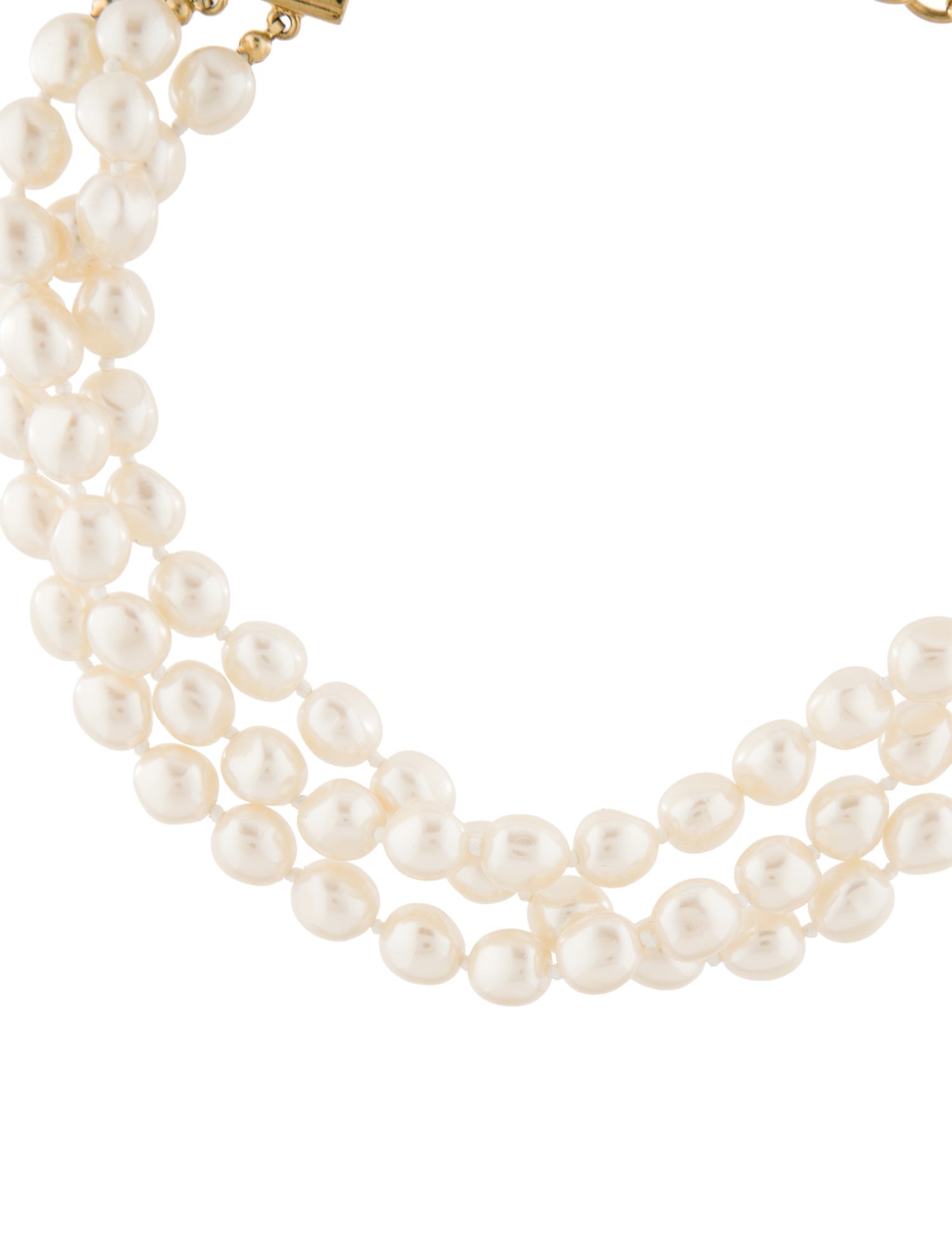 Givenchy Vintage Faux Pearl Triple Strand Choker Necklace