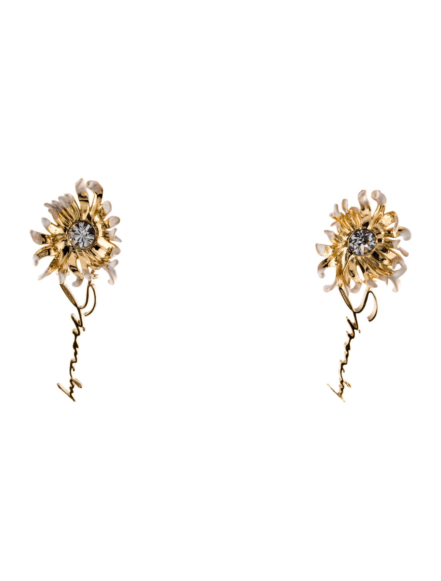 Givenchy Crystal & Enamel Daisy Drop Earrings