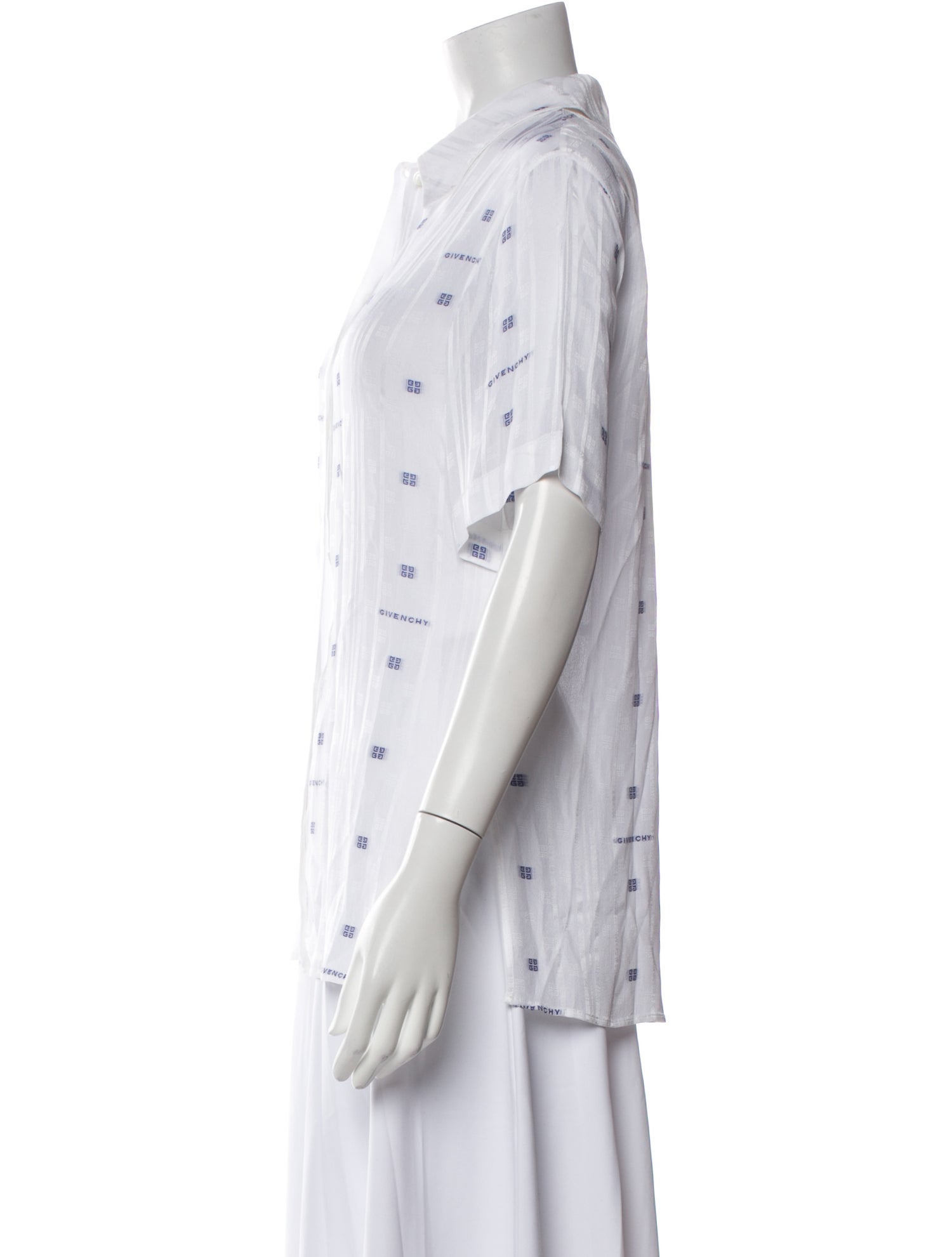 Givenchy Printed Short Sleeve Button-Up Top