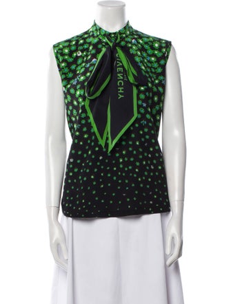 Givenchy Polka Dot Print Tie Neck Top