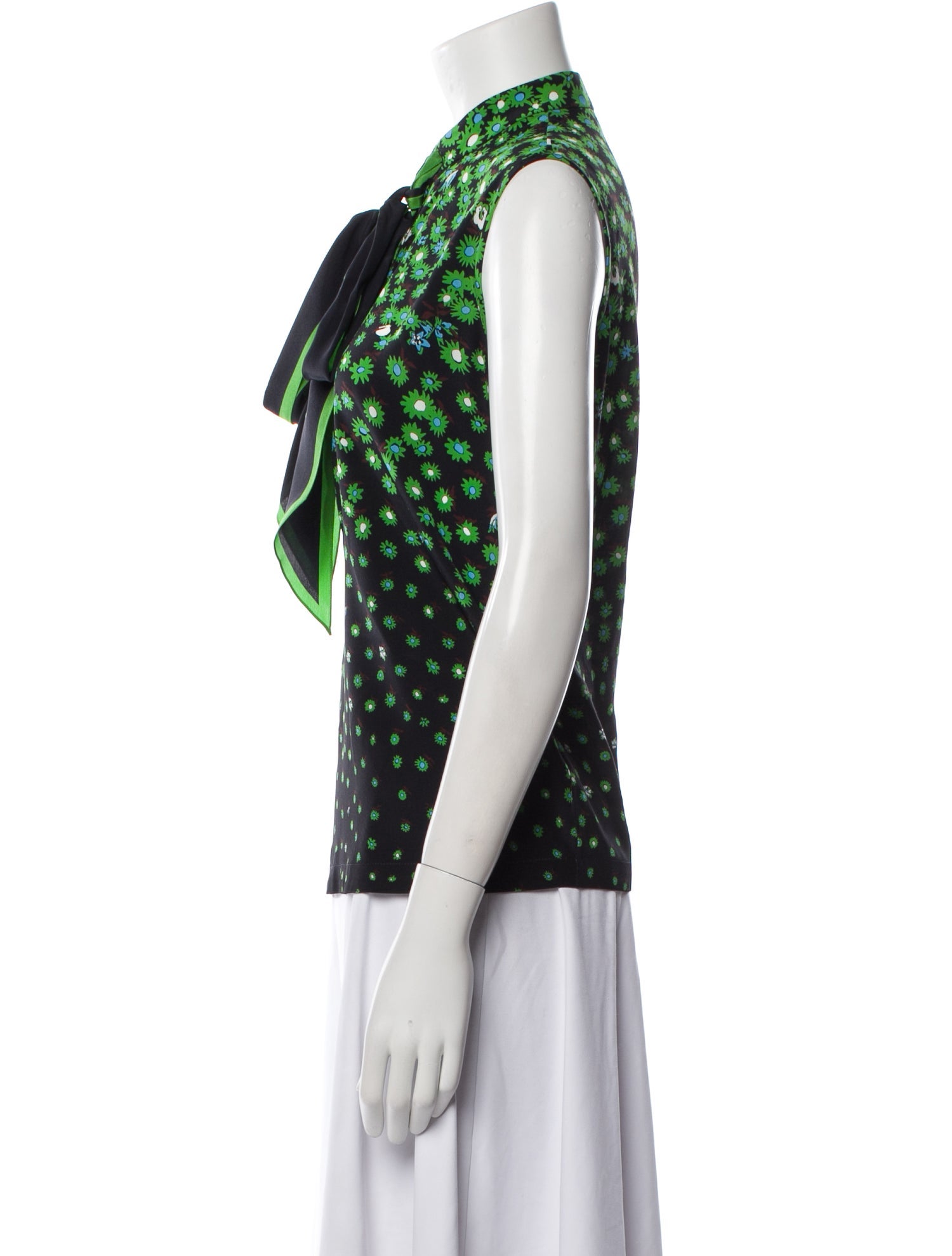 Givenchy Polka Dot Print Tie Neck Top