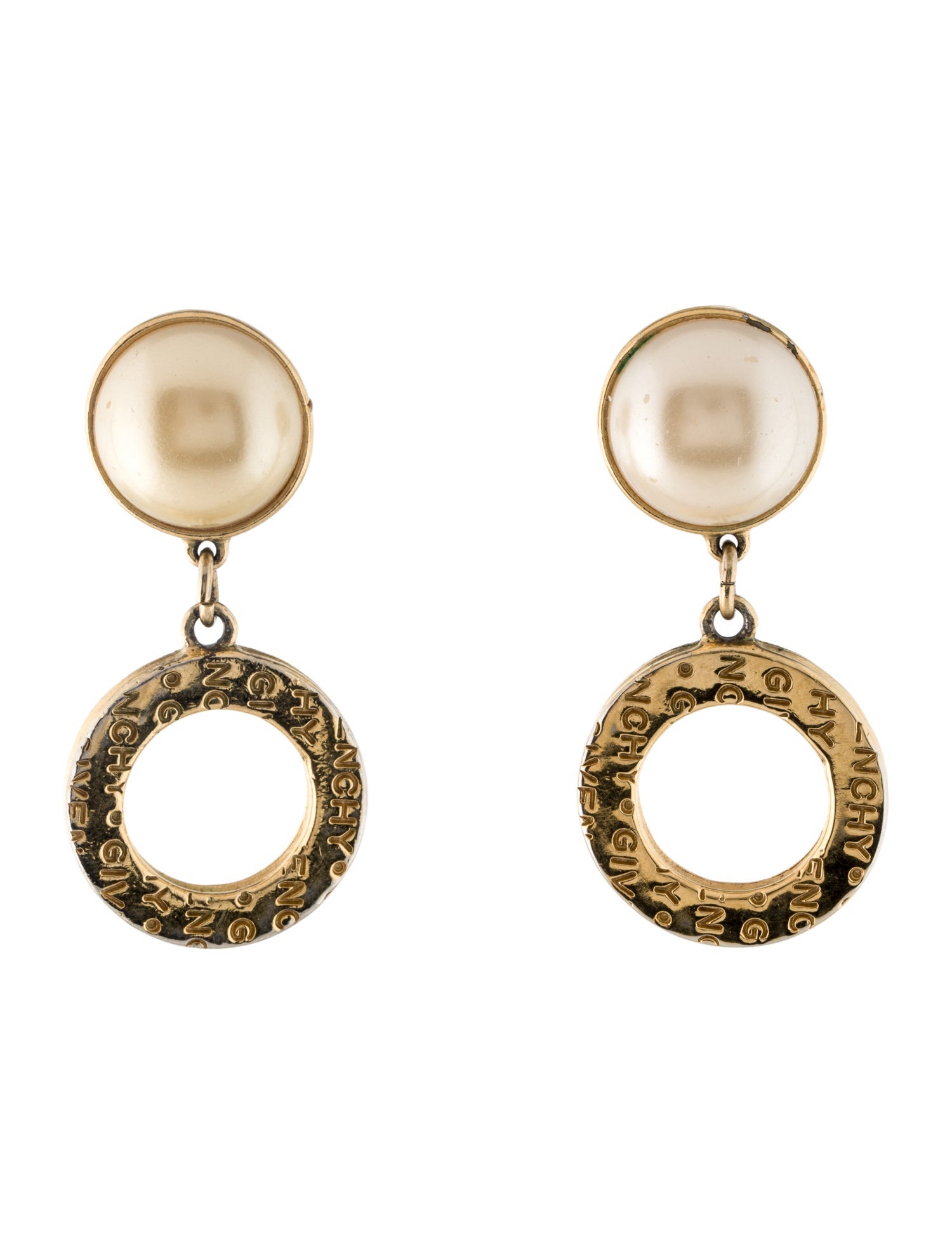 Givenchy Vintage Faux Pearl Clip-On Drop Earrings