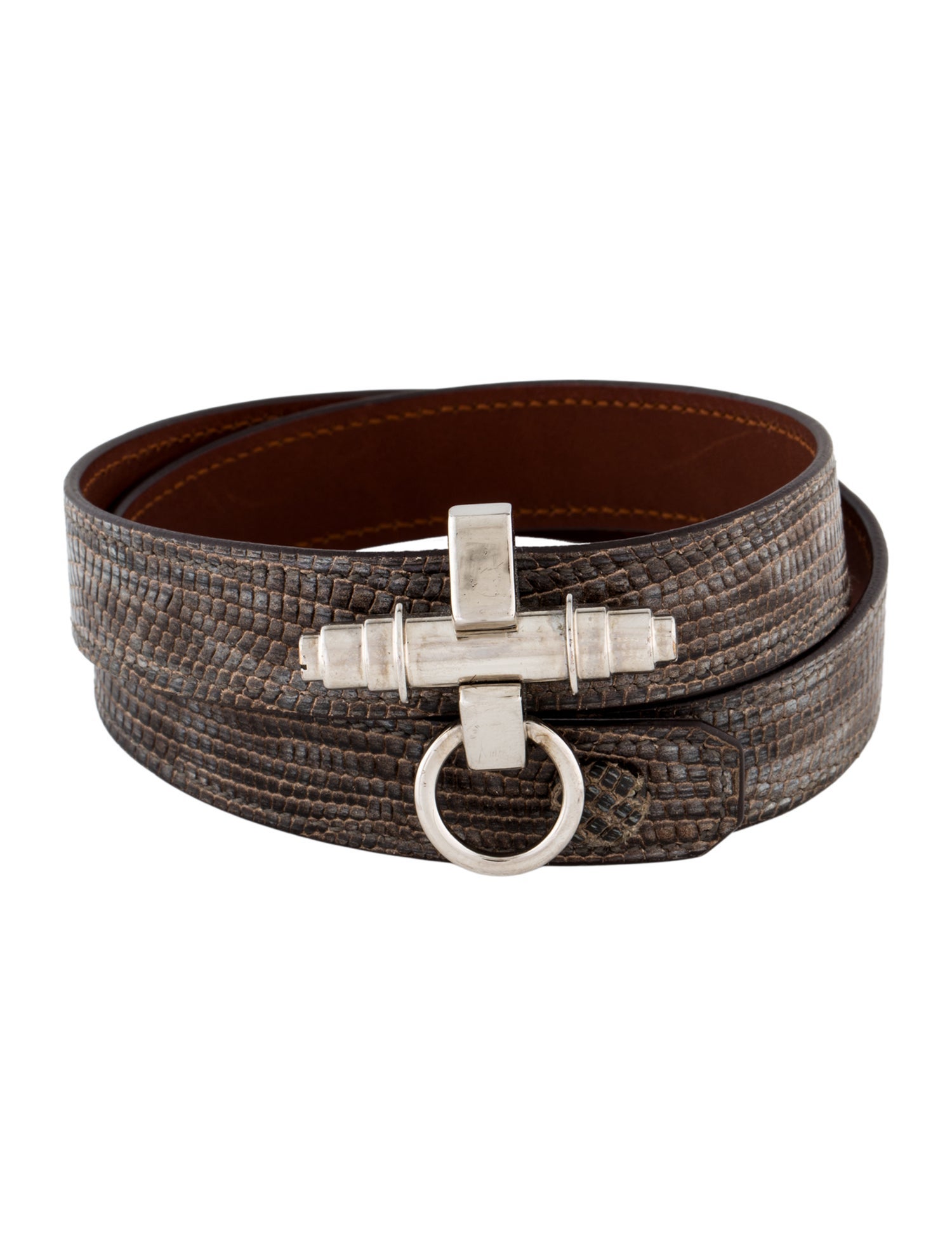 Givenchy Leather & Snakeskin Obsedia Triple Wrap Bracelet