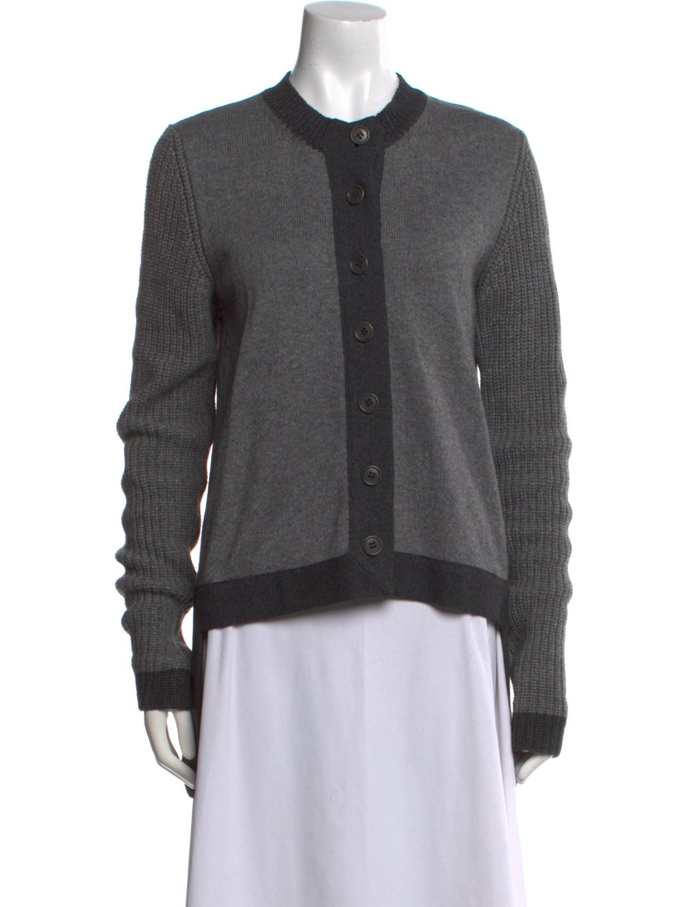 Givenchy Cardigan Grey Colorblock Pattern Long Sl… - image 1