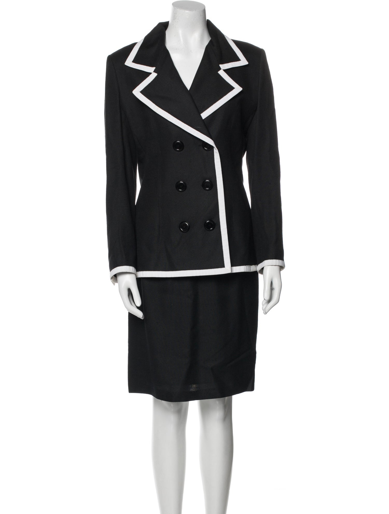 Givenchy Striped Embroidered Accent Skirt Suit