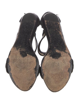 Givenchy Suede Animal Print T-Strap Sandals