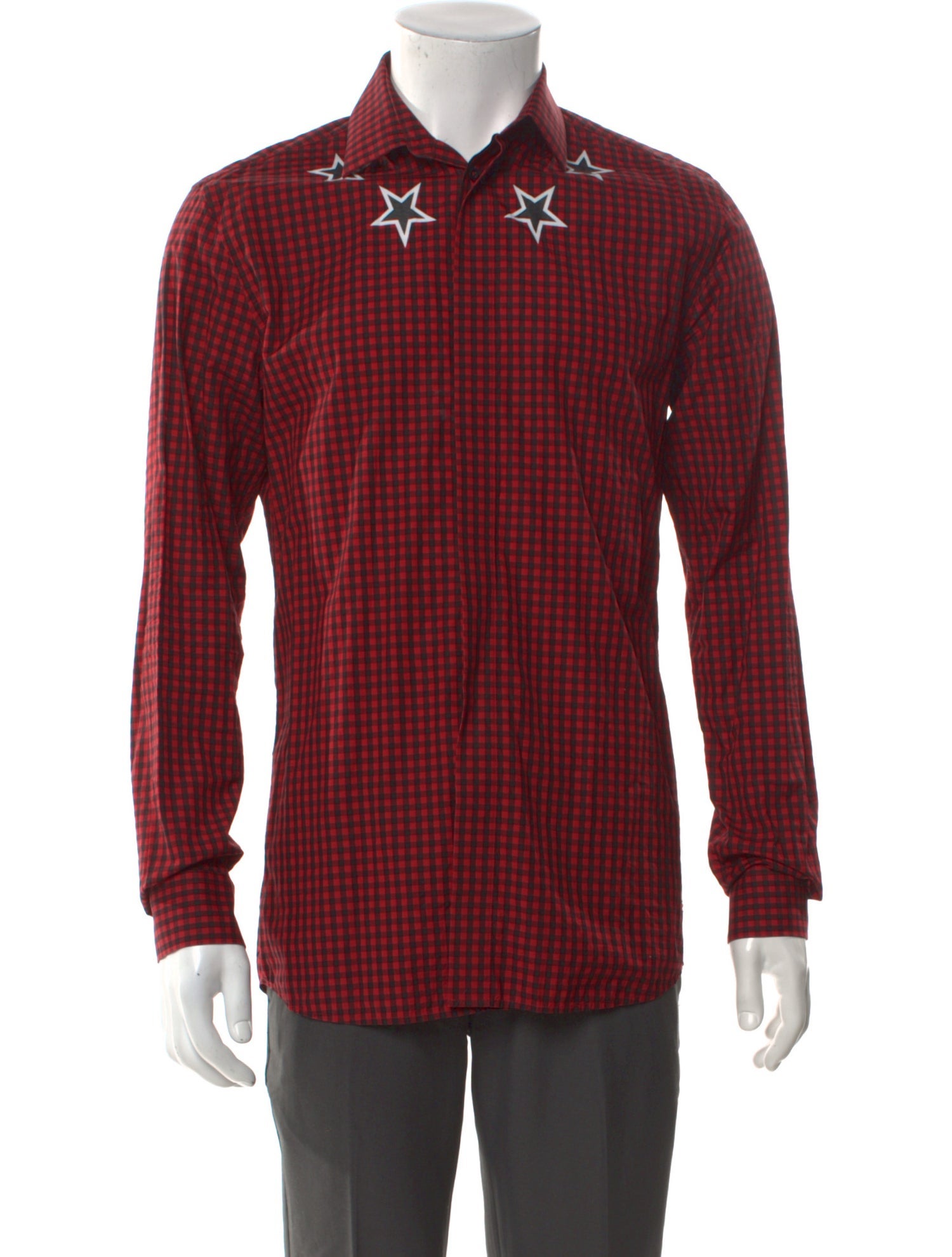 Givenchy Plaid Print Long Sleeve Western Shirt