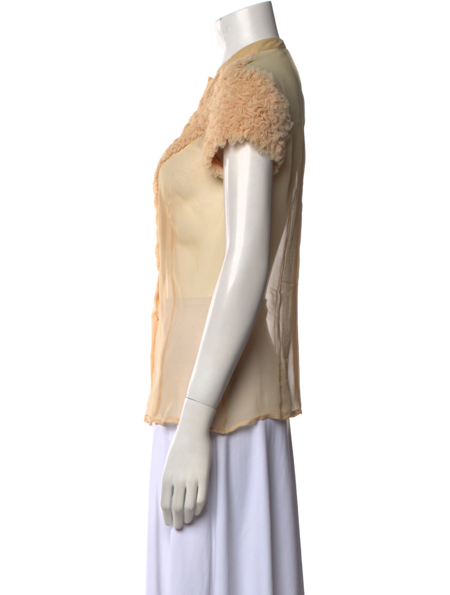 Givenchy Mock Neck Short Sleeve Button-Up Top