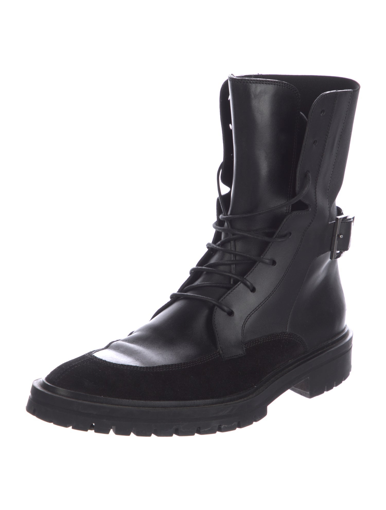 Givenchy Leather Colorblock Pattern Combat Boots