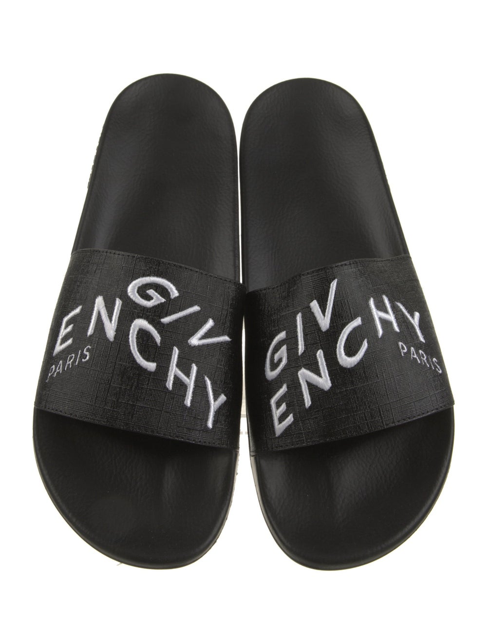 Givenchy Rubber Slides Black Patterned Embroidere… - image 3