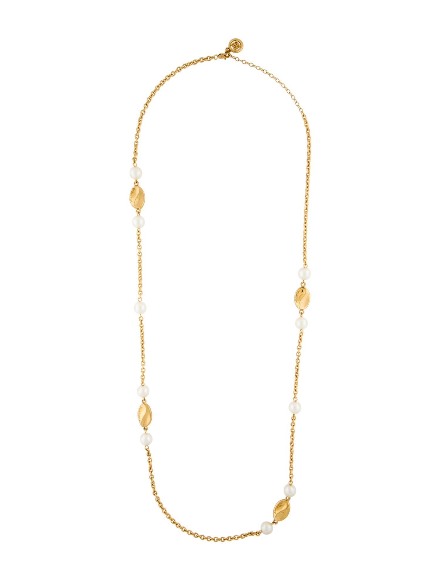 Givenchy Vintage Faux Pearl Station Necklace