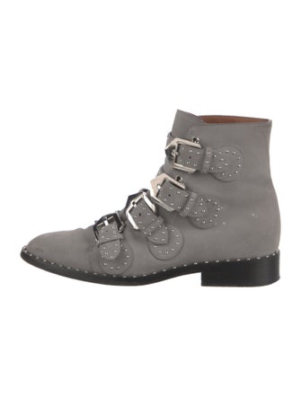 Givenchy Suede Colorblock Pattern Combat Boots