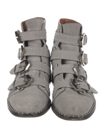 Givenchy Suede Colorblock Pattern Combat Boots