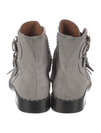 Givenchy Suede Colorblock Pattern Combat Boots