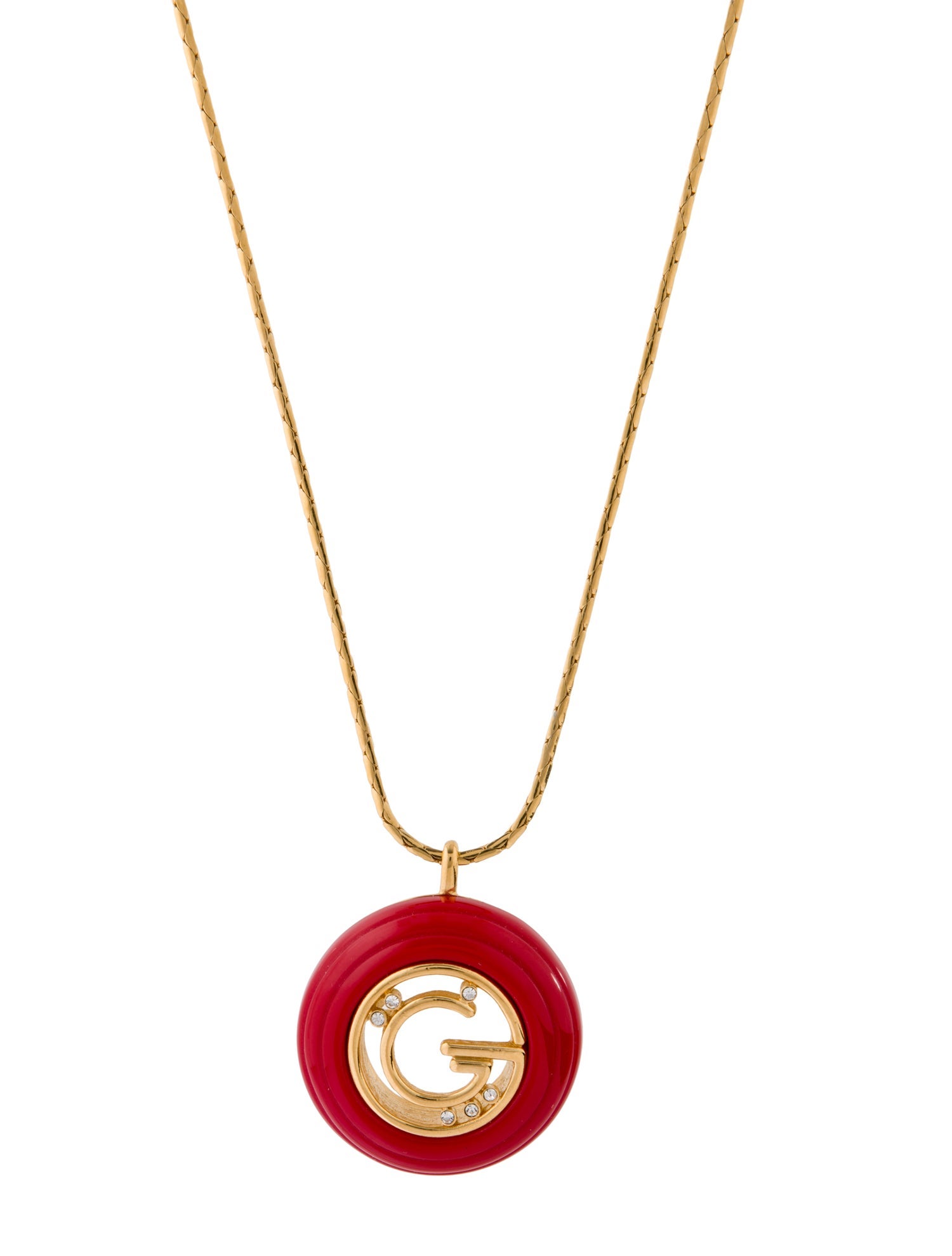 Givenchy Vintage Resin & Crystal Pendant Necklace