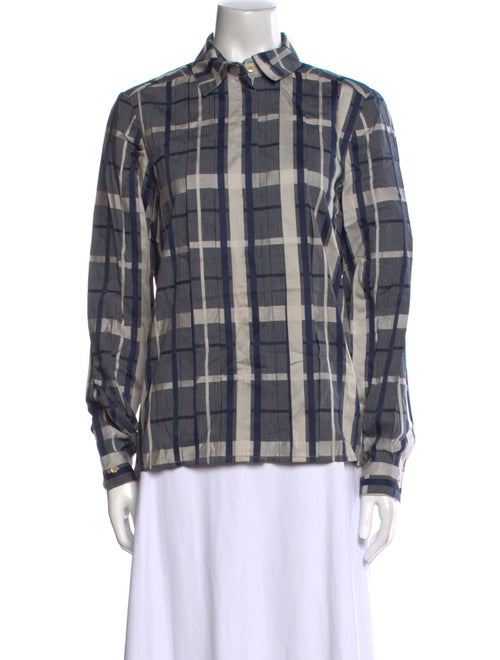 Givenchy Plaid Print Long Sleeve Button-Up Top