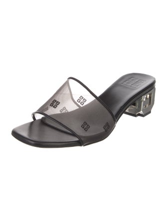 Givenchy Mesh Leather Trim Embellishment Slides