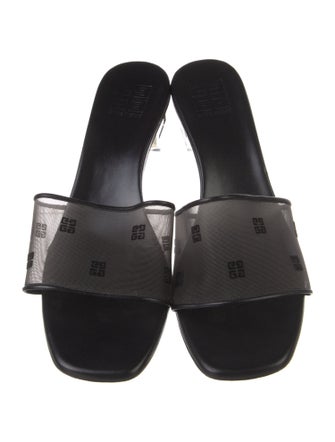 Givenchy Mesh Leather Trim Embellishment Slides