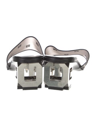 Givenchy Mesh Leather Trim Embellishment Slides
