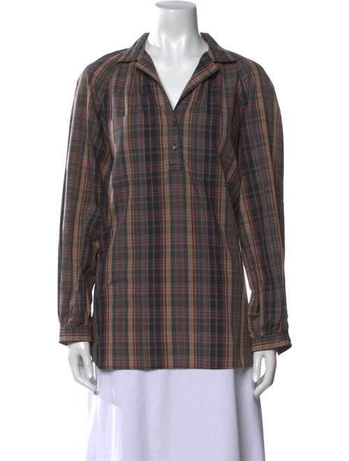 Givenchy Plaid Print Long Sleeve Button-Up Top
