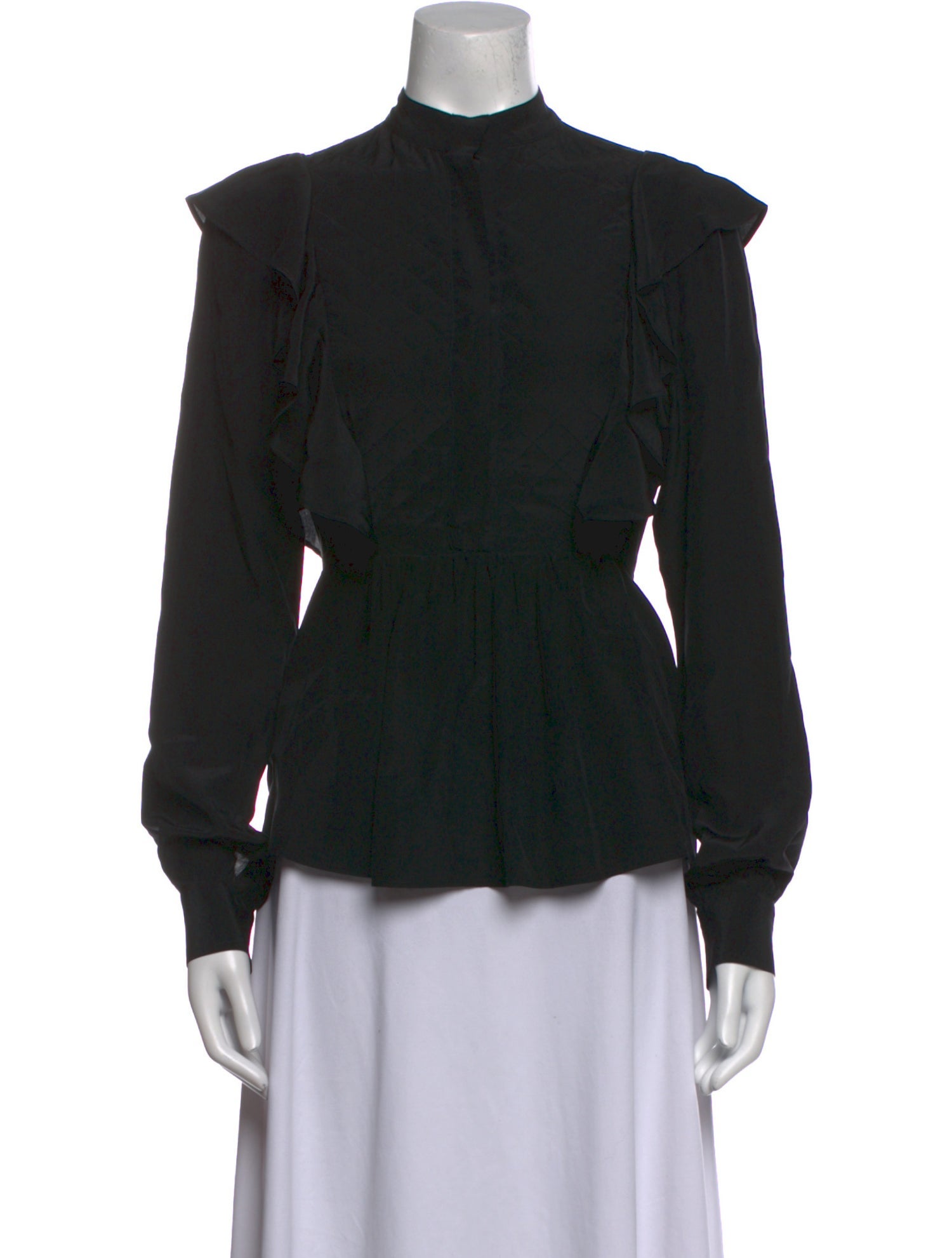 Givenchy Silk Mock Neck Button-Up Top