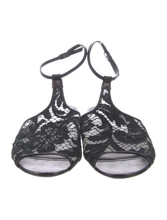 Givenchy Lace Lace Pattern T-Strap Sandals