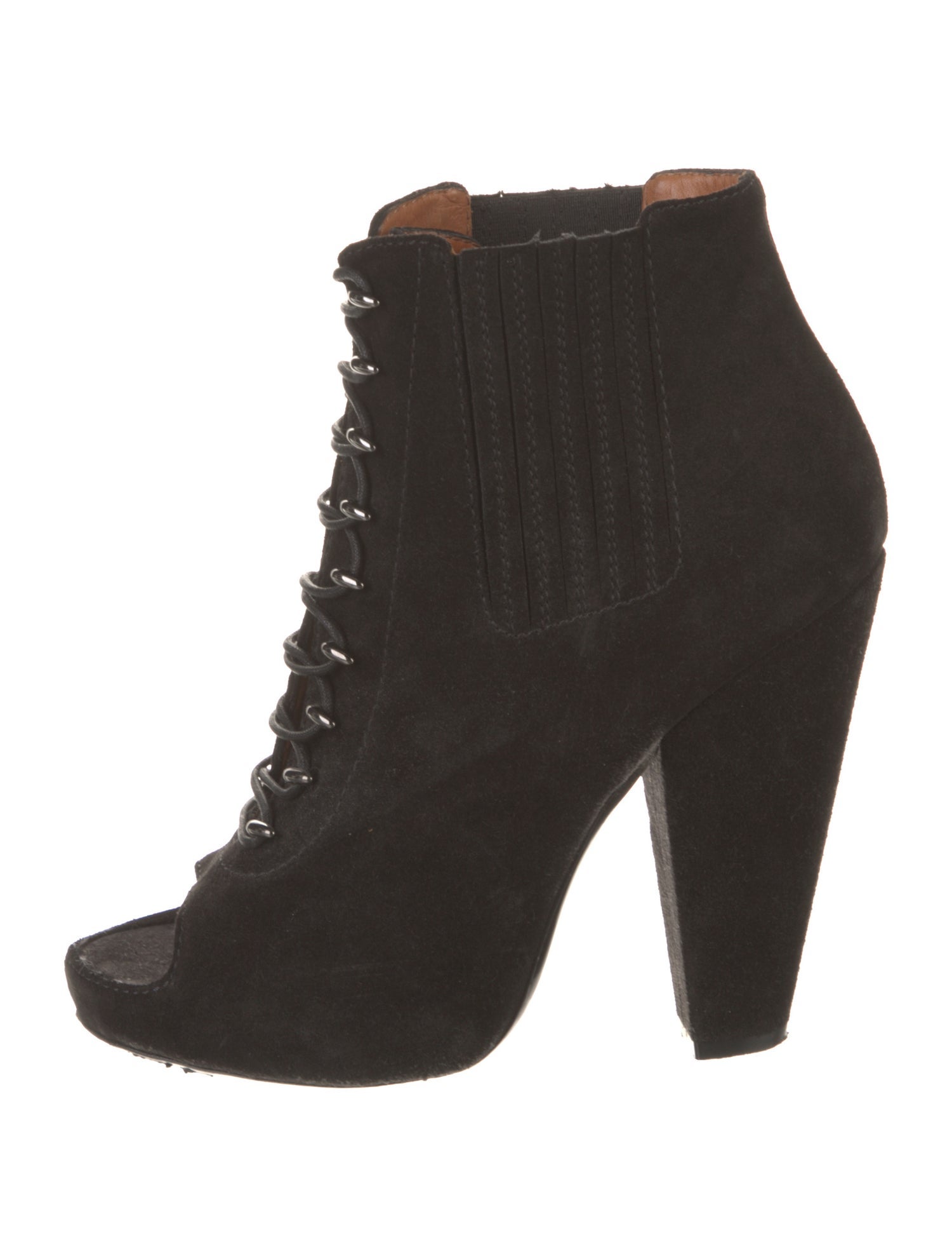 Givenchy Suede Leather Trim Embellishment Lace-Up Boots