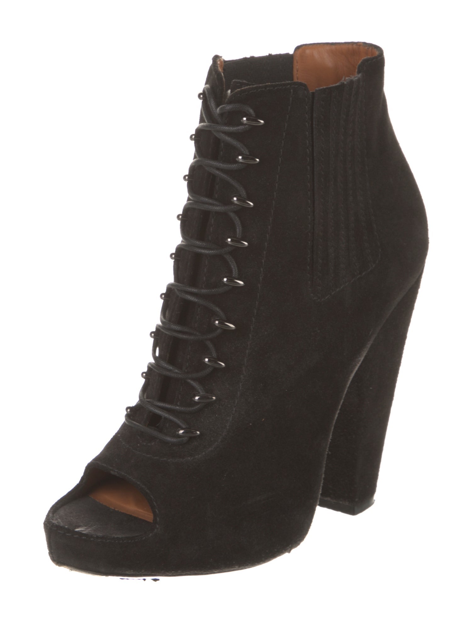 Givenchy Suede Leather Trim Embellishment Lace-Up Boots