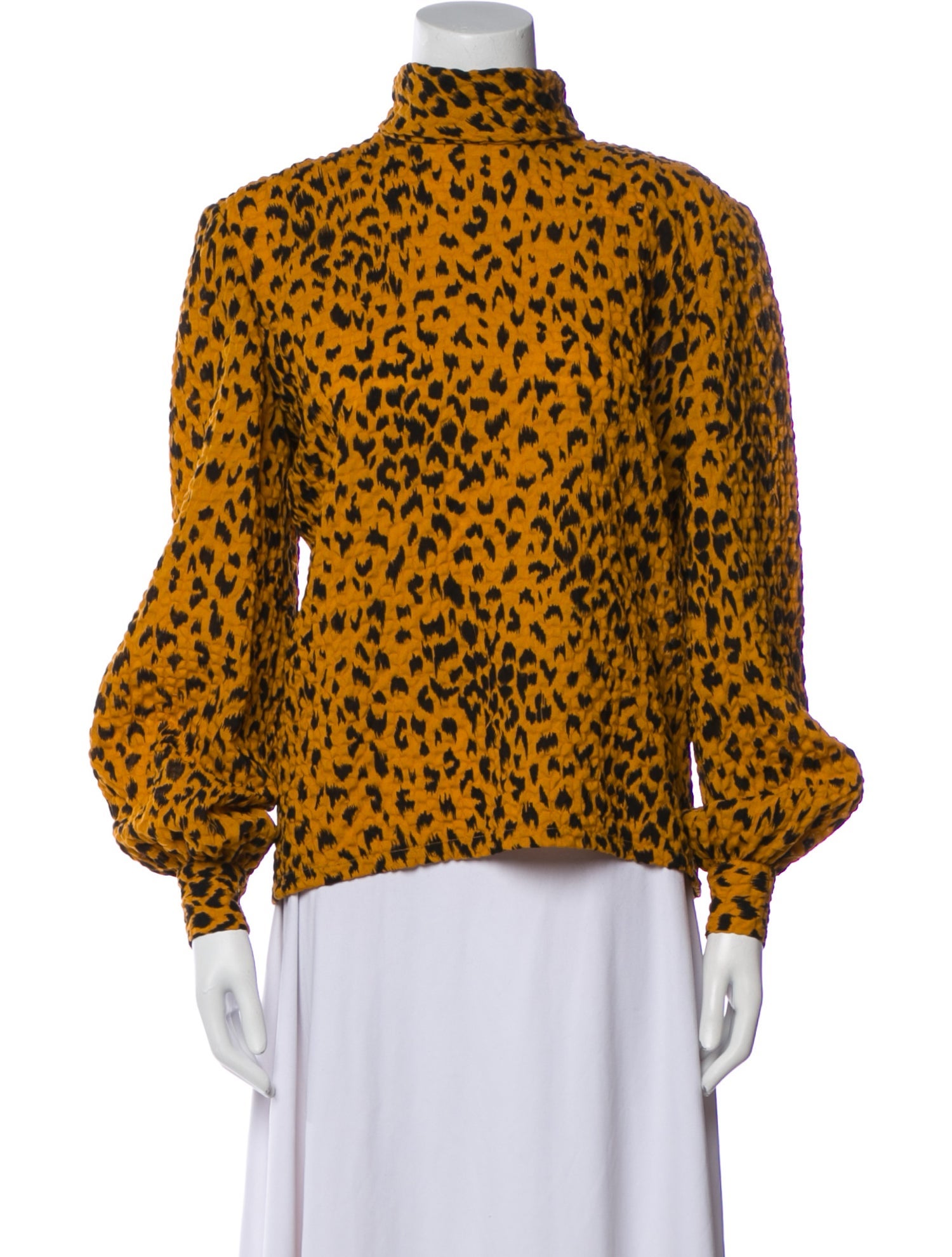 Givenchy Animal Print Mock Neck Blouse