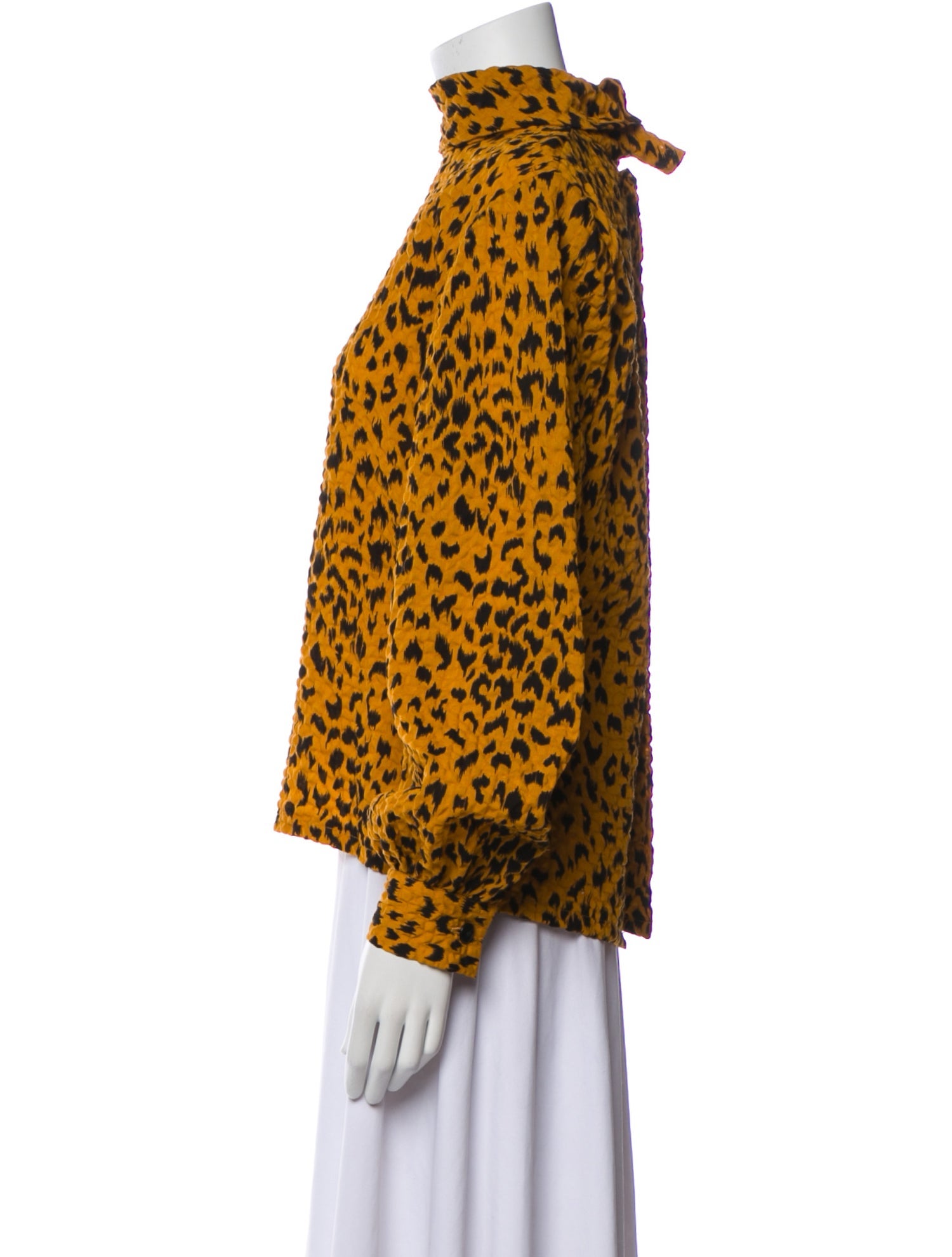 Givenchy Animal Print Mock Neck Blouse