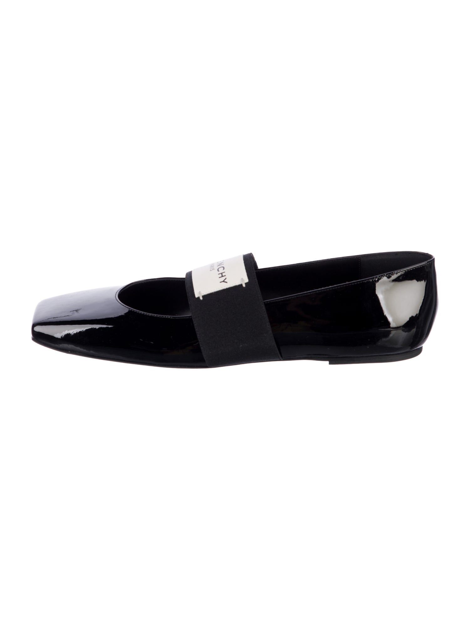 Givenchy Patent Leather Grosgrain Trim Mary Jane Flats