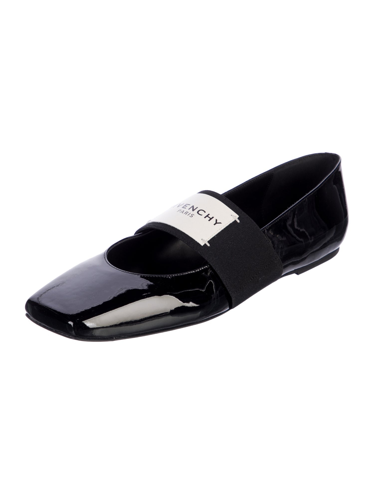 Givenchy Patent Leather Grosgrain Trim Mary Jane Flats