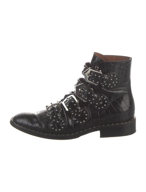 Givenchy Embossed Leather Studded Accents Combat Boots