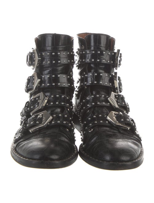 Givenchy Embossed Leather Studded Accents Combat Boots