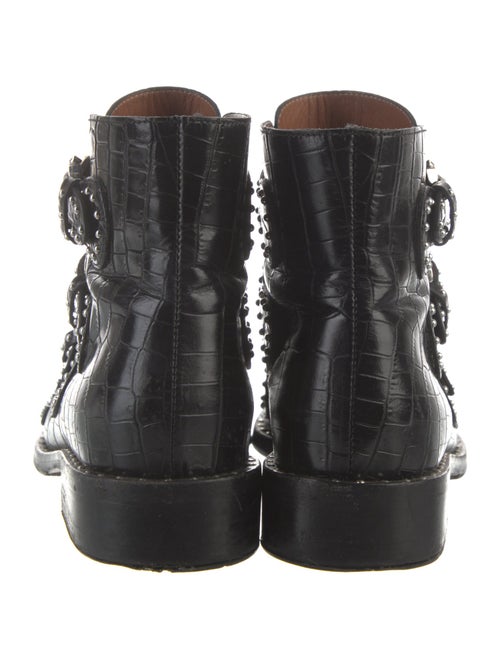 Givenchy Embossed Leather Studded Accents Combat Boots