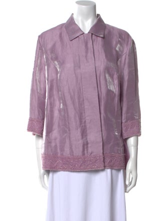 Givenchy Linen Three-Quarter Sleeve Button-Up Top
