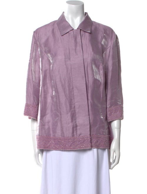 Givenchy Linen Three-Quarter Sleeve Button-Up Top