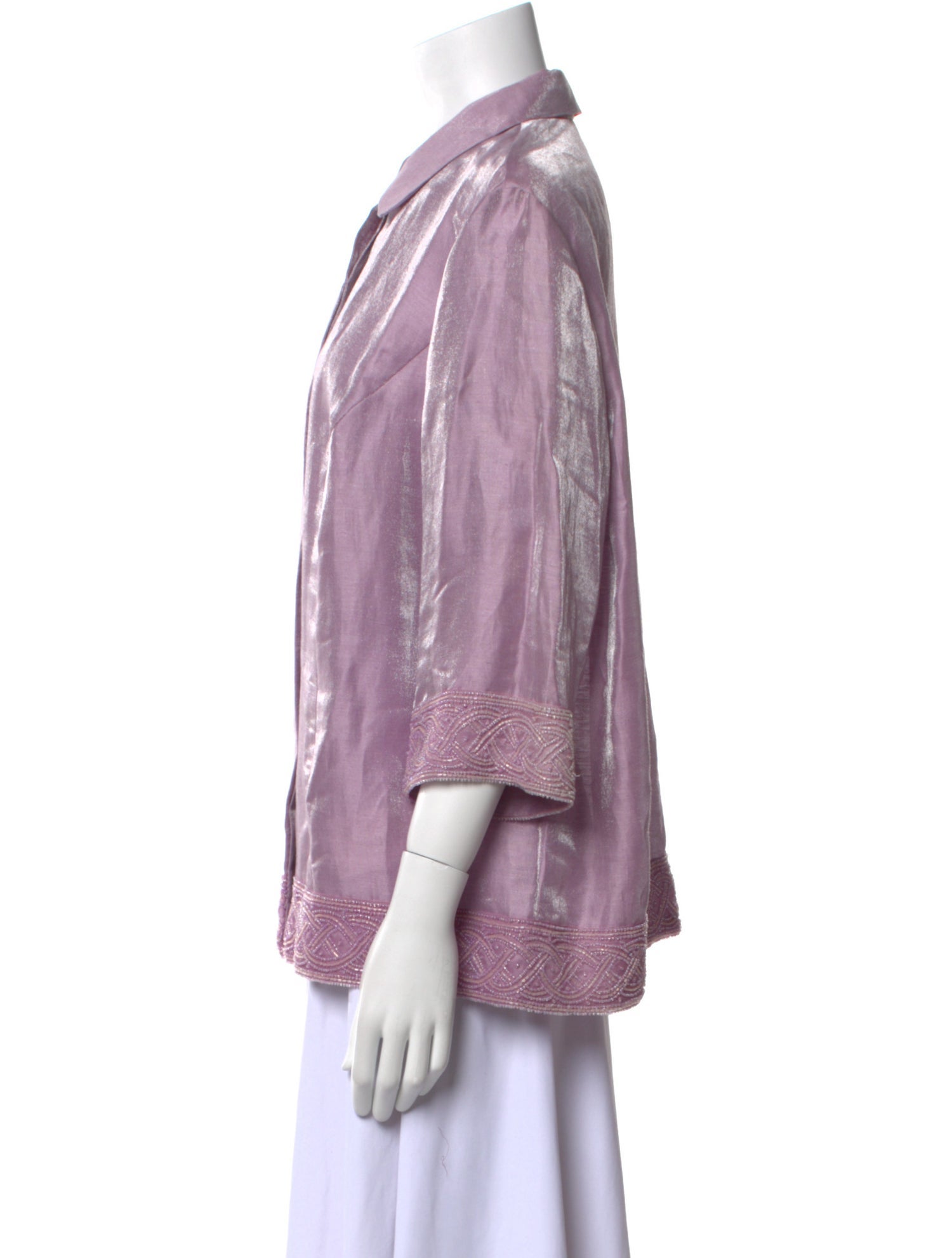 Givenchy Linen Three-Quarter Sleeve Button-Up Top