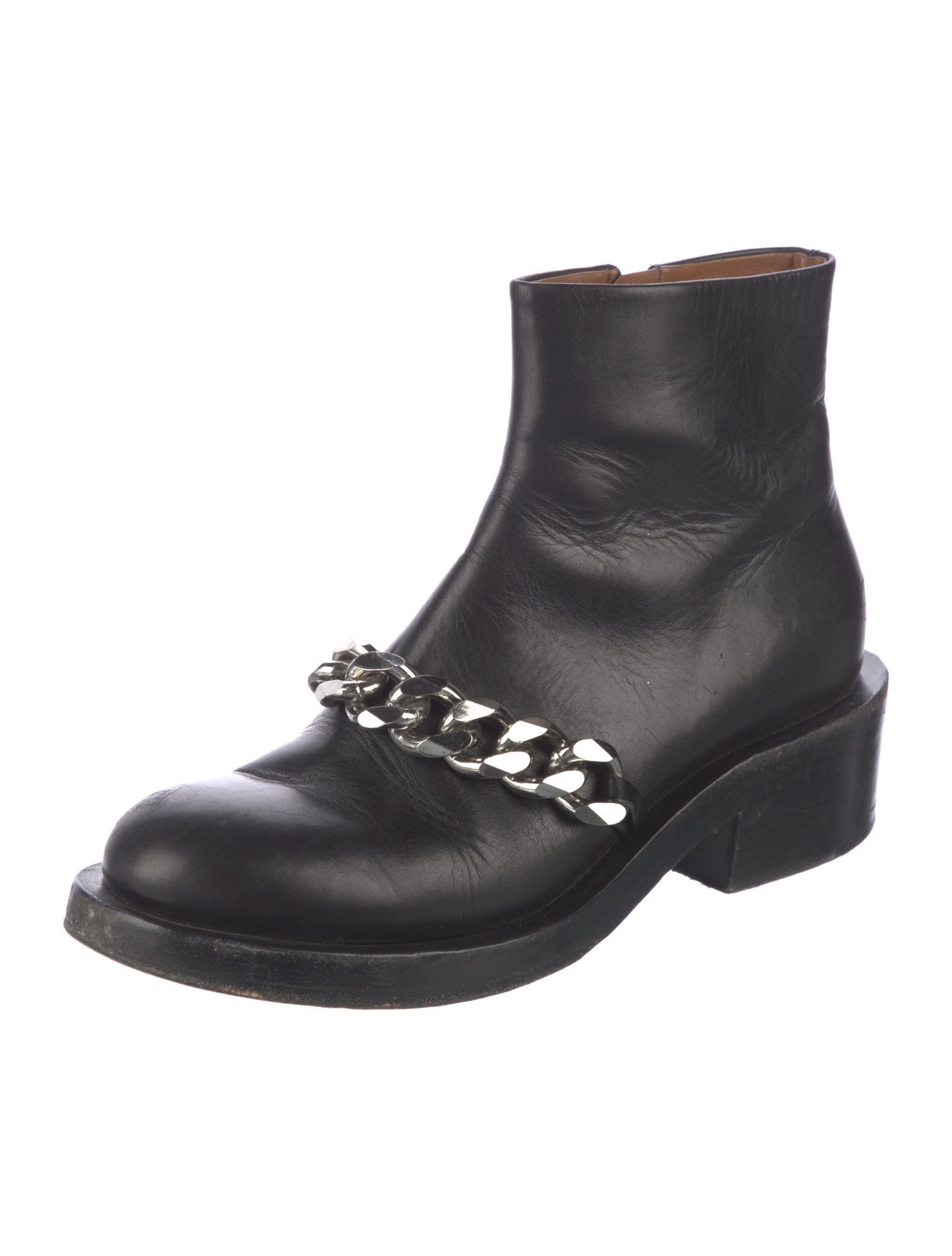 Givenchy Leather Chain-Link Accents Combat Boots