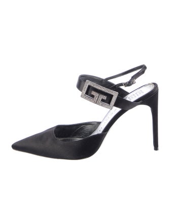 Givenchy Satin Crystal Embellishments Slingback Pumps