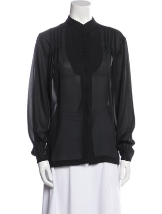 Givenchy Mock Neck Long Sleeve Button-Up Top