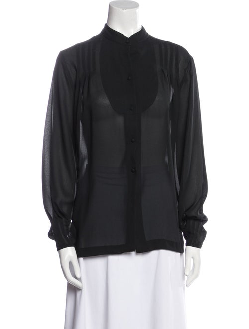 Givenchy Mock Neck Long Sleeve Button-Up Top