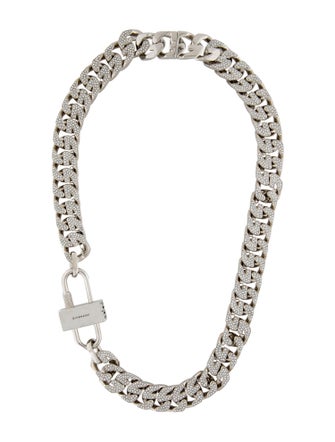 Givenchy Pavé Crystal G Lock Chain Necklace