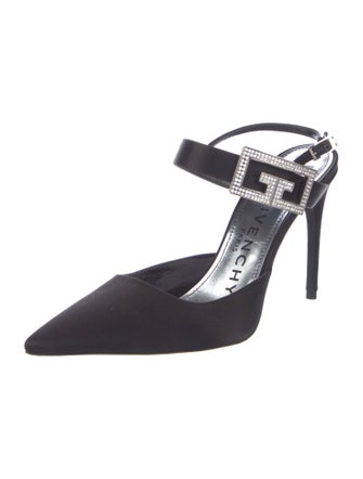Givenchy Satin Crystal Embellishments Slingback Pumps
