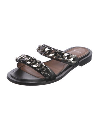 Givenchy Leather Chain-Link Accents Slides