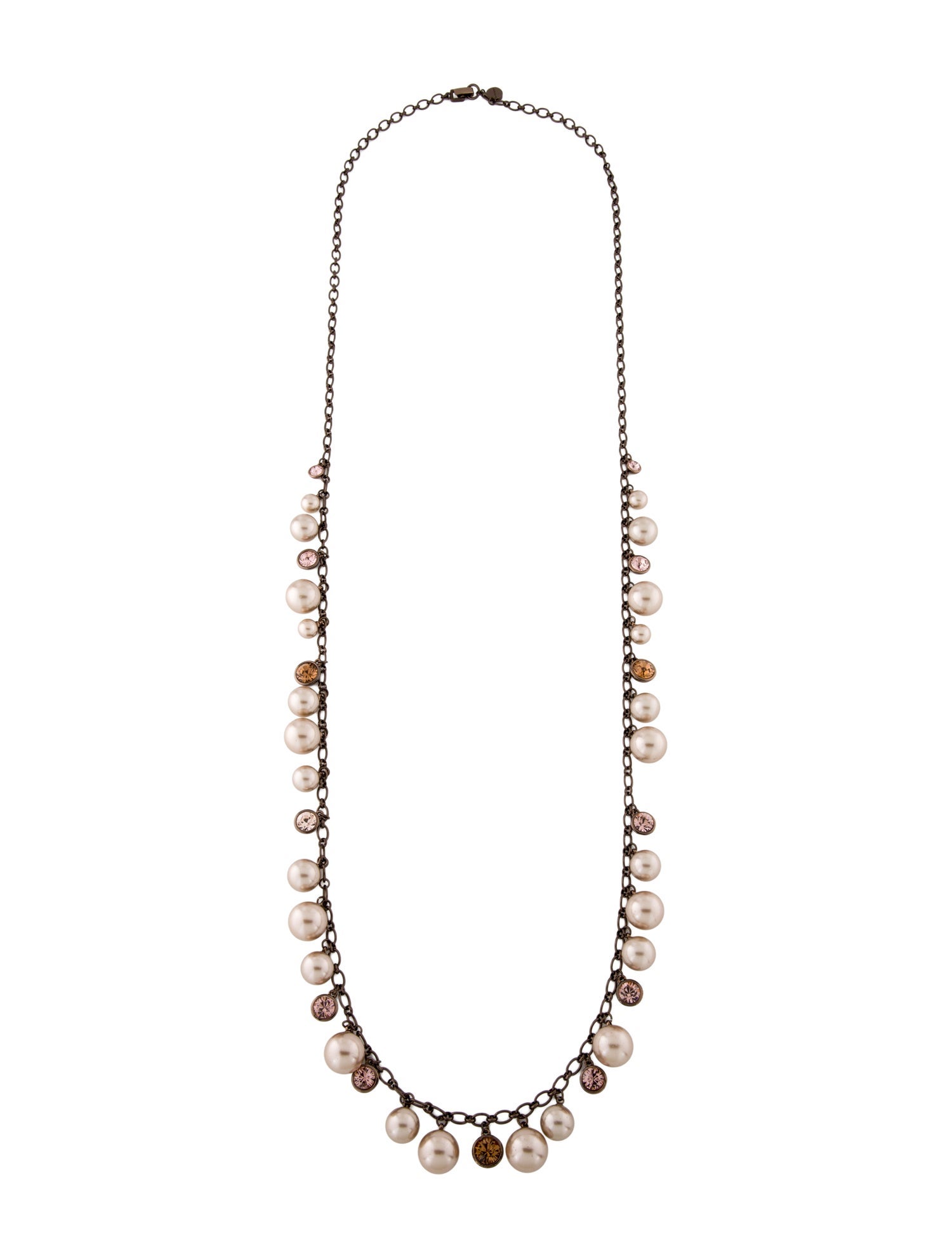 Givenchy Crystal & Faux Pearl Long Necklace
